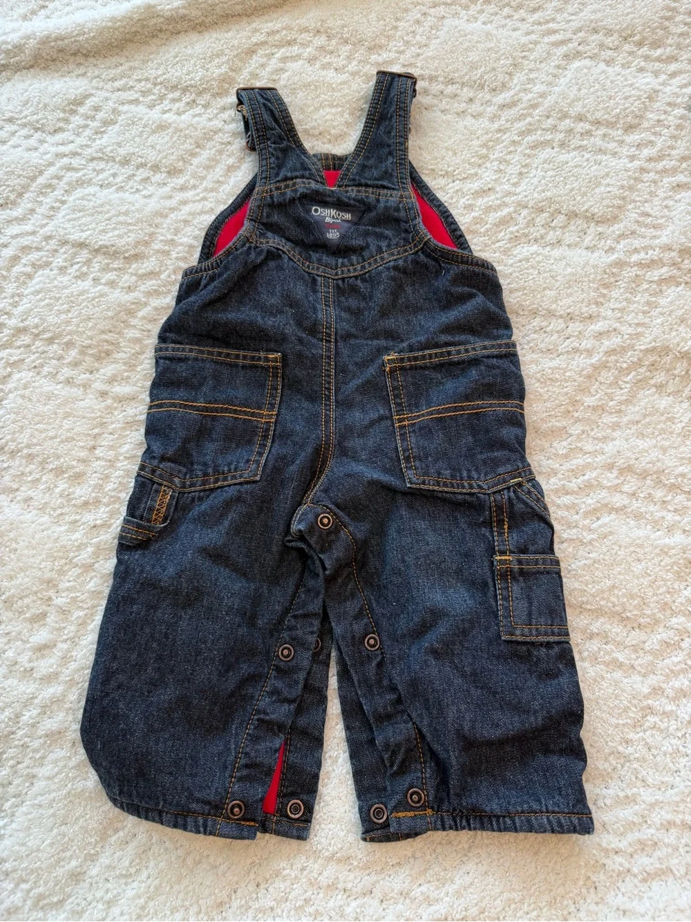 OshKosh B'gosh Dark Blue Denim Overalls for Kids Fleece Lined